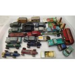 Twenty six play worn die cast vehicles mostly Dinky toys, includes spot on Frisky sport and BMW