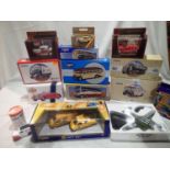 Fourteen assorted die cast including four Corgi buses, two commercials, AA gift set, Dinky DY
