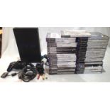 PlayStation 2 console with controller and leads, plus thirty seven games all complete with disc