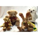 Four assorted bears/animals to include Past Times Easter bunny 1710/2000, H: 30 cm, Past Times