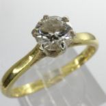 18ct gold diamond set solitaire ring, size Q, 2.8g. UK P&P Group 1 (£16+VAT for the first lot and £