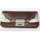 Ladies leather purse with hallmarked silver mounts, 110 x 50 mm. UK P&P Group 2 (£20+VAT for the