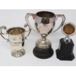Hallmarked silver twin handled trophy for the London-Languedoc Sete Touring Rally together with
