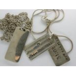 Two 925 silver ingot pendant necklaces, largest chain L: 44 cm. UK P&P Group 0 (£6+VAT for the first