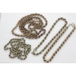 Two 925 silver rope necklaces and bracelets, largest chain L: 50 cm. UK P&P Group 0 (£6+VAT for