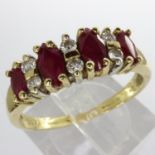 18ct gold ring set with diamonds and rubies, size S, 3.6g. UK P&P Group 0 (£6+VAT for the first