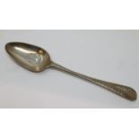 Georgian hallmarked silver old English patterned table spoon with later bright cut engraving, London