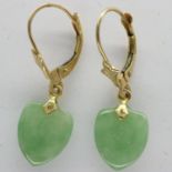 Pair of 14ct gold stone set drop earrings, drop H: 30 mm, 2.0g. UK P&P Group 0 (£6+VAT for the first