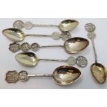 Six Chinese silver teaspoons, 74g. UK P&P Group 2 (£20+VAT for the first lot and £4+VAT for