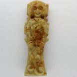 Early Chinese carved Jade god, H: 80 mm. UK P&P Group 1 (£16+VAT for the first lot and £2+VAT for