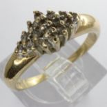 9ct gold diamond set cluster ring, size L, 2.0g. UK P&P Group 0 (£6+VAT for the first lot and £1+VAT