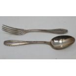 French silver, marked Argit, Christening fork and spoon, combined 80g. UK P&P Group 2 (£20+VAT for