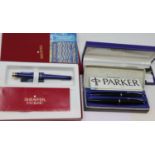 Three pen sets, Shaeffer and Waterman with 14K nibs. UK P&P Group 1 (£16+VAT for the first lot