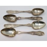 Four silver plated egg spoons, each designed with flowers, bees, lions and eagles. UK P&P Group