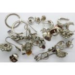 Fourteen pairs of 925 silver and white metal earrings. UK P&P Group 0 (£6+VAT for the first lot