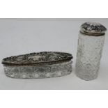 Hallmarked silver topped dressing table bottle, Birmingham assay 1851 and a further silver topped