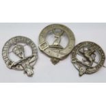 Three Scottish white metal cap badges. UK P&P Group 1 (£16+VAT for the first lot and £2+VAT for