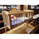 Mothercare swing crib and contents. Not available for in-house P&P