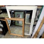 A pine framed mirror and another, largest 80 x 100 cm. Not available for in-house P&P