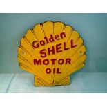 Cast iron Shell sign, H: 15 cm. UK P&P Group 1 (£16+VAT for the first lot and £2+VAT for