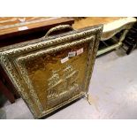 Brass bound fire screen, H: 60 cm. Not available for in-house P&P