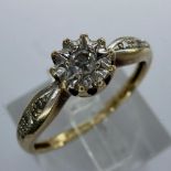 9ct gold diamond set solitaire ring, size M, 1.7g. UK P&P Group 0 (£6+VAT for the first lot and £1+