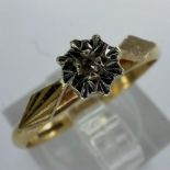 9ct gold diamond set solitaire ring, size O, 1.7g. UK P&P Group 0 (£6+VAT for the first lot and £1+