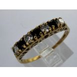 9ct gold ring set with sapphire and cubic zirconia, size N/O, 1.4g. UK P&P Group 0 (£6+VAT for the