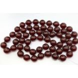 Cherry amber bead necklace with individual knots to string, L: 102 cm, 153.68g, the habbes are all