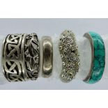 Five 925 silver rings, mixed sizes. UK P&P Group 0 (£6+VAT for the first lot and £1+VAT for