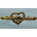 9ct gold Art Nouveau style brooch, L: 40 mm, 1.0g. UK P&P Group 0 (£6+VAT for the first lot and £1+