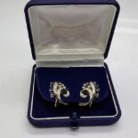 9ct white gold, diamond and sapphire set earrings. UK P&P Group 0 (£6+VAT for the first lot and £1+