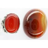925 silver and agate ring and brooch, boxed, ring size N. UK P&P Group 1 (£16+VAT for the first