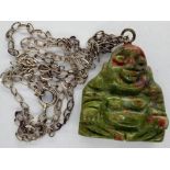 Jade Buddha form pendant necklace, boxed, chain L: 40 cm. UK P&P Group 0 (£6+VAT for the first lot