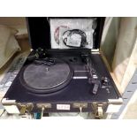 Crosley briefcase record player with power supply. UK P&P Group 3.