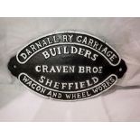 Cast iron Craven Brothers Coach Builders sign, W: 20 cm. UK P&P Group 1 (£16+VAT for the first lot