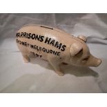 Cast iron Harrisons Hams money box, L: 20 cm. UK P&P Group 1 (£16+VAT for the first lot and £2+VAT