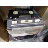 Three reel to reel tape recorders to include an HMV example. Not available for in-house P&P