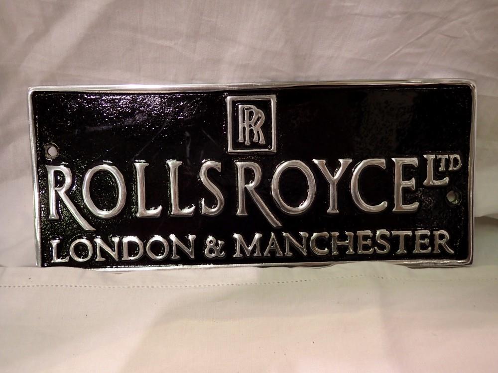 Aluminium Rolls Royce plaque, W: 25 cm. UK P&P Group 1 (£16+VAT for the first lot and £2+VAT for