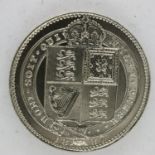 1887 silver shilling of Queen Victoria, EF condition. UK P&P Group 0 (£6+VAT for the first lot