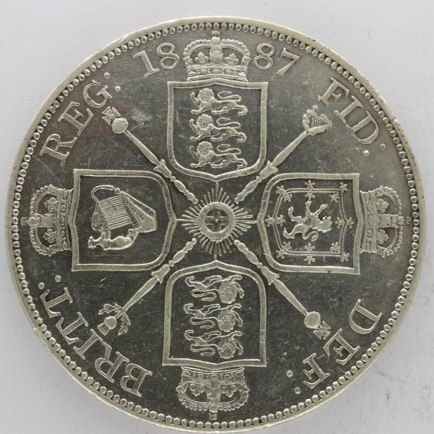 1887 silver double florin of Queen Victoria, Jubilee with Arabic 1. UK P&P Group 0 (£6+VAT for the