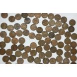 Pre-decimal farthings of George V and George VI, approximately fifty. P&P Group 0 (£5+VAT for the