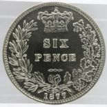 1877 silver sixpence of Queen Victoria. UK P&P Group 0 (£6+VAT for the first lot and £1+VAT for