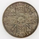 1916 silver florin of George V. UK P&P Group 0 (£6+VAT for the first lot and £1+VAT for subsequent