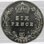 1899 silver sixpence of Queen Victoria. P&P Group 0 (£5+VAT for the first lot and £1+VAT for