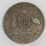 1914 Australian silver shilling of George V. UK P&P Group 0 (£6+VAT for the first lot and £1+VAT for