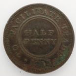 1813 copper halfpenny token, John Knapp Worcester. UK P&P Group 0 (£6+VAT for the first lot and £1+