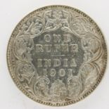 1901 silver Rupee of Queen Victoria in nEF condition. UK P&P Group 0 (£6+VAT for the first lot