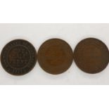 Three George V Colonial halfpennies. UK P&P Group 0 (£6+VAT for the first lot and £1+VAT for