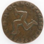 1733 Isle of Man halfpenny (date die break). UK P&P Group 0 (£6+VAT for the first lot and £1+VAT for